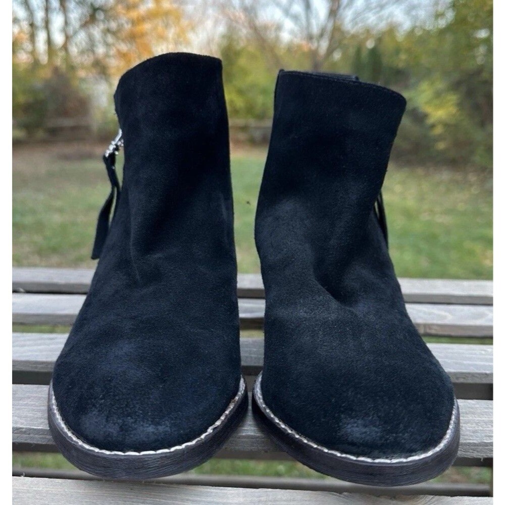 Sam Edelman Women’s 8.5 Black Suede Block Heel Ankle Boots – Side Zip, Macon